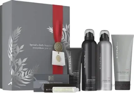 RITUALS HOMME LARGE SET 2024 SPORT COOLING SHOWER GEL 200ML+SPORT SHOWER FOAM 200ML+CHARCOAL FACE SCRUB 75ML+HOMME SHOWER FOAM 200M +HOMME CAR AIR FRESHENER