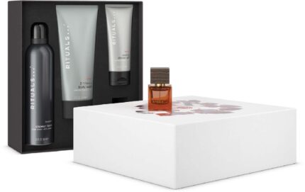 RITUALS SET HOMME MEDIUM SPORT 2-IN-1 HAIR+BODY WASH 200ML+SHOWER FOAM 200ML+ANTI-DRYNESS BODY LOTION 70ML+L`ESSENTIEL EDP 15ML