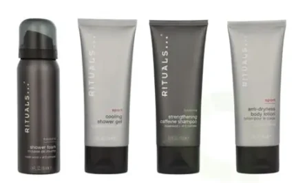 RITUALS SET HOMME SHOWER FOAM 50ML+SPORT COOLING SHOWER GEL 70ML+STRENGTHENING COFFEIN SHAMPOO 70ML+SPORT ANTI-DRYNESS BODY LOTION 70ML