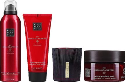 RITUALS SET THE RITUAL OF AYURVEDA BODY CREAM 100ML+BODY SCRUB 125G+FOAMING SHOWER GEL+CANDLE 140G