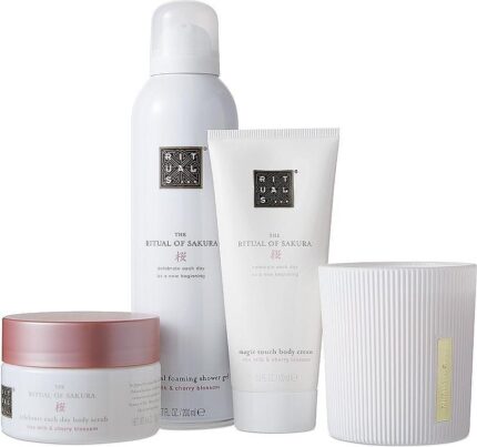 RITUALS SET THE RITUAL OF SAKURA BODY CREAM 100ML+BODY SCRUB 125G+FOAMING SHOWER GEL 200ML+SCENTED CANDLE 140G
