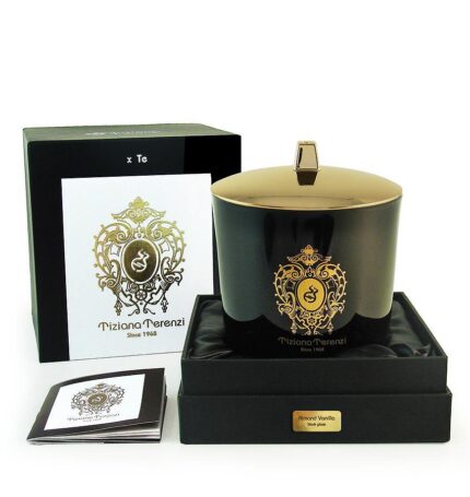 TIZIANA TERENZI ALMOND VANILLA BLACK GLASS CANDLE 500ML