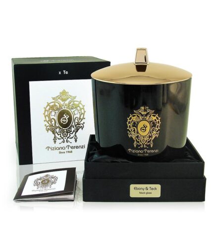 TIZIANA TERENZI EBONY AND TECK BLACK GLASS CANDLE 1000ML
